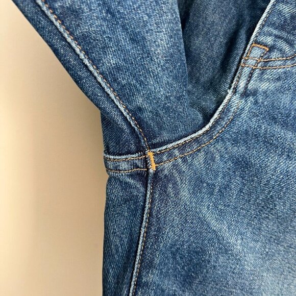 Rivet & Thread Perfect Vintage Crop Jeans Size 28 Frayed Hem Button Fly Blue - Picture 6 of 11